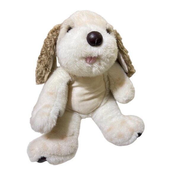My Puppy Loves Me Tyco 1992 Dog Plush White 12" Whines Floppy Ears Spots Video